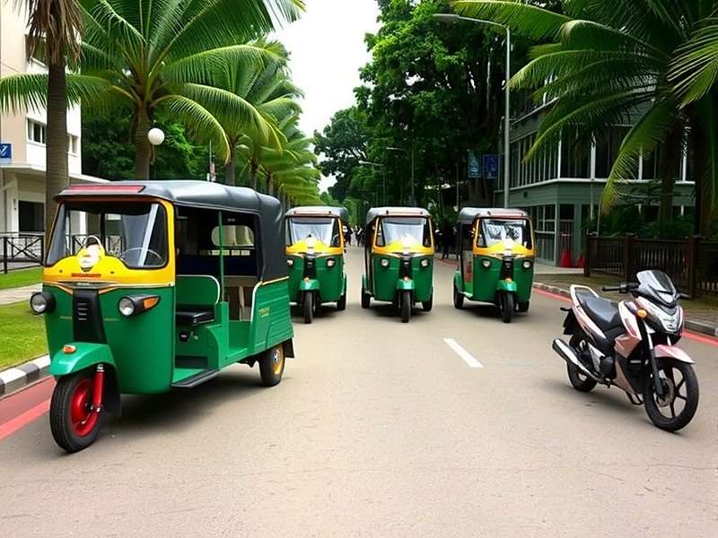 Various vehicles from Ginger Sprint including auto-rickshaw and motorcycle